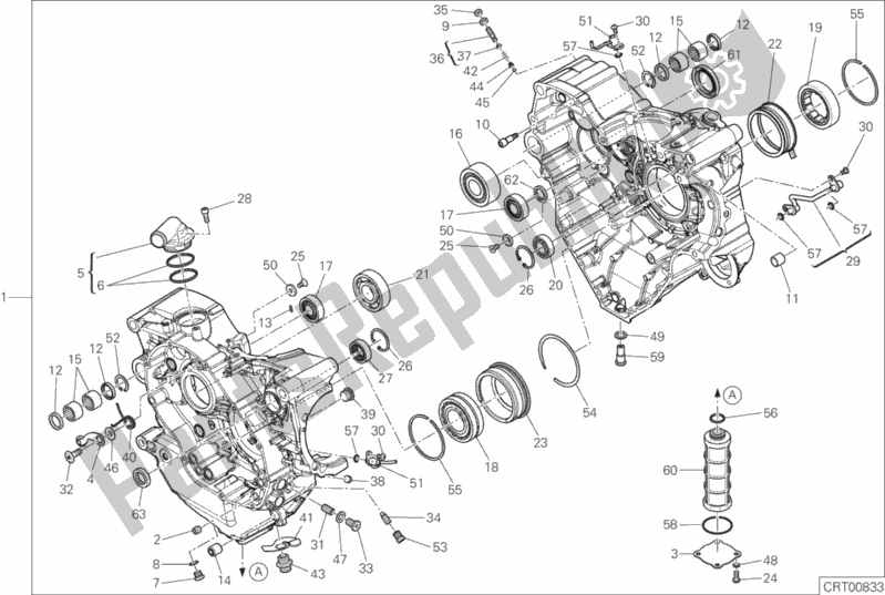 All parts for the 09a - Half-crankcases Pair of the Ducati Diavel 1260 S Brasil 2020